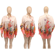 Floral Print Long Sleeve Shirt Top WMEF 20797