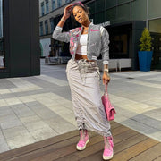 Fashion Print Cardigan Baseball Jacket Coat FSXF 529
