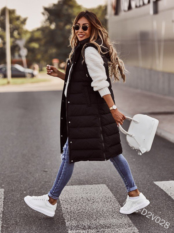 Plus Size Solid Hooded Single Breasted Cotton