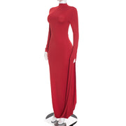 Solid Color Long Sleeve Maxi Dress GDSF D26DS287