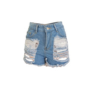 Denim Ripped Hole Jeans Mini Shorts GCNF 0131b