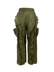 Solid Color Ruffles Patchwork Wide Leg Pants LSD 2720