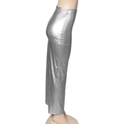 Solid PU Leather Split Long Skirt GAXB A280SK