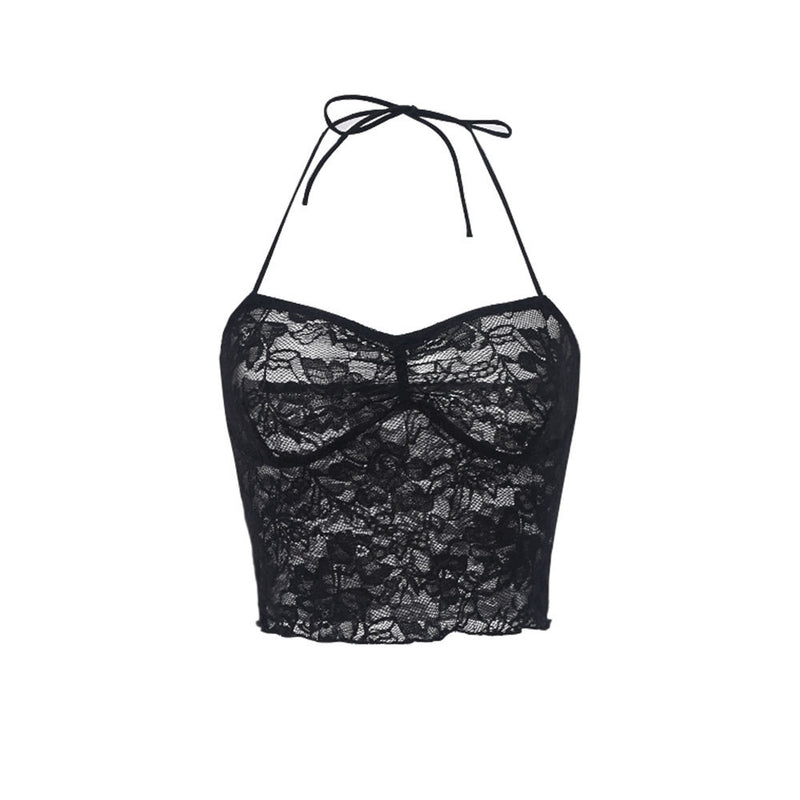 See Through Lace Up Backless Small Camisole Top GNZD 51478THD