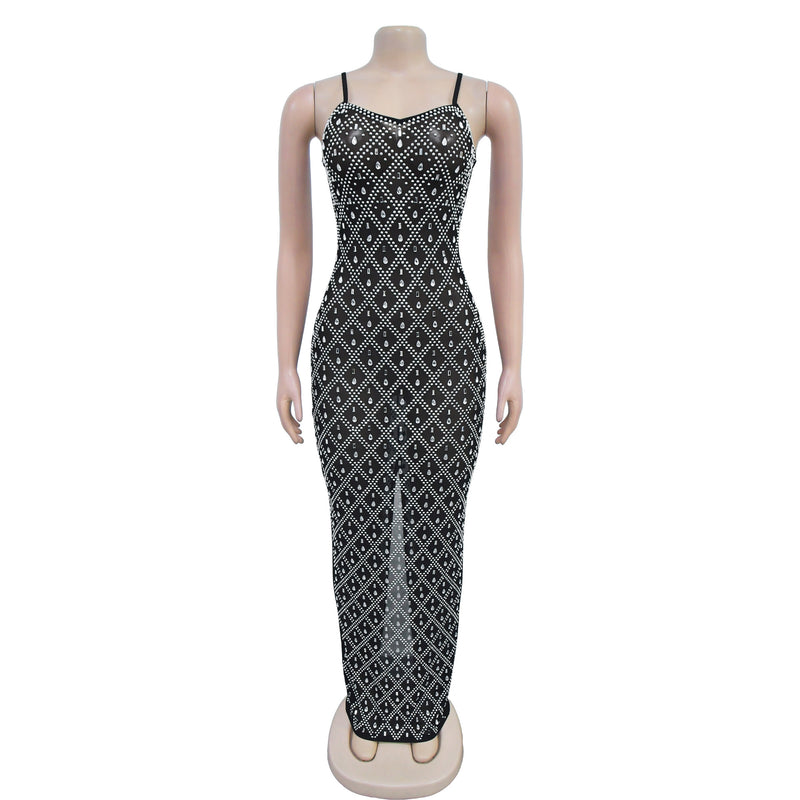 Sexy Hot Drill Solid Color Maxi Dress BY 7160