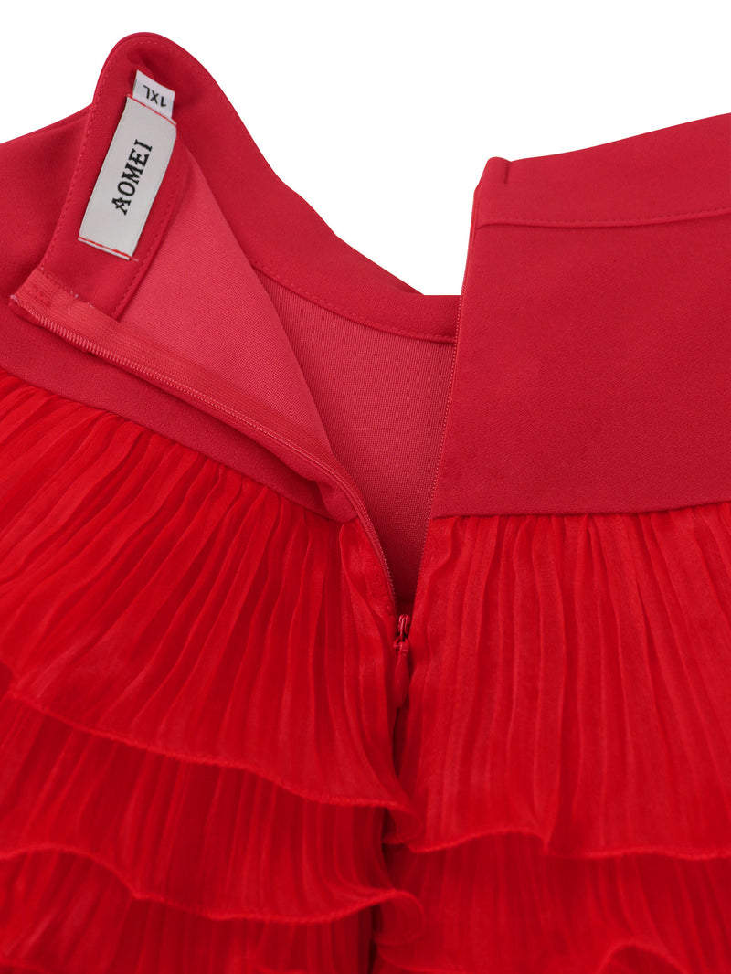 Plus Size Solid Color Press Pleated Maxi Dress GKEN AM041123