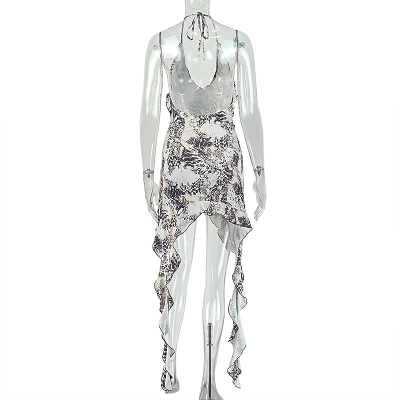 V Neck Print Mini Dress GJYO JD305019