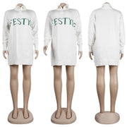 Letter Print Knitted Long Sleeve Pullover Sweater Top FSXF F355