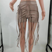 Leather Casual Rope Decorative Shorts TK 6286