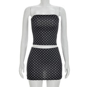 Polka Dot Print Tube Top Mini Skirt 2 Piece Set GDSF D26ST233