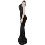 Lace Hollow Out Split Maxi Dress BY 7641