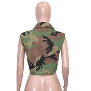 Camouflage Print Lapel Sleeveless Vest SH 390511