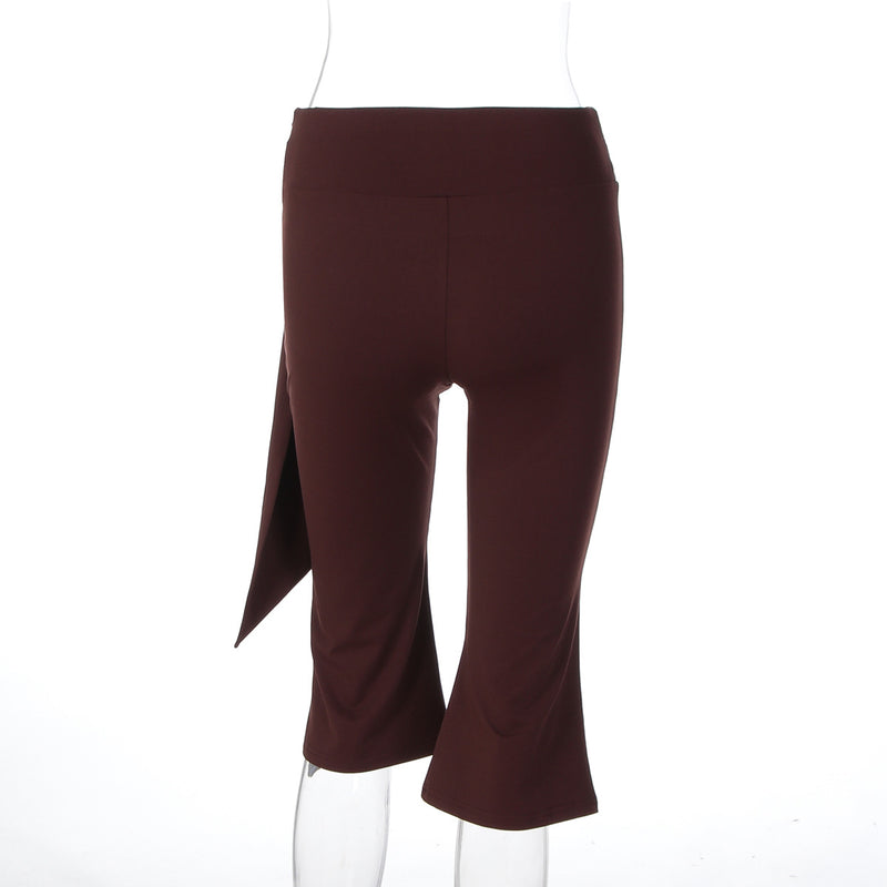 Solid Color Patchwork Micro Flare Seventh Pant GLAG P6121245F
