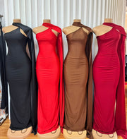 Sexy Backless Slash Shoulder Maxi Dress GADE 10250