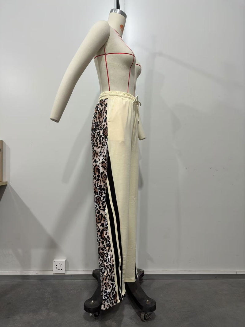 Leopard Print Patchwork Loose Sweatpant OD 8719