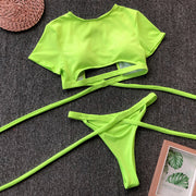 Sexy Beach Sport Short Sleeve Split Swimsuit CSYZ 19123
