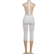 Solid Color Tie Up Backless Ronper XEF K6Q06471A