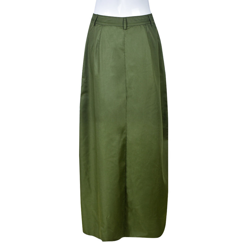 Slit Drawstring Pleated Half body Skirt GNZD 9131DD