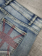 Hot Drill Contrast Color Denim Short GQLF 5800