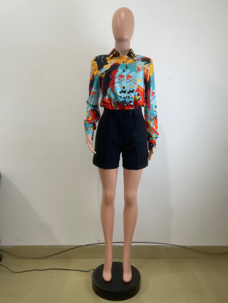 Casual Print Long Sleeve Shirt QODY Y6051