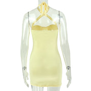 Sexy Solid Color Backless Mini Dress GJYO JD305589