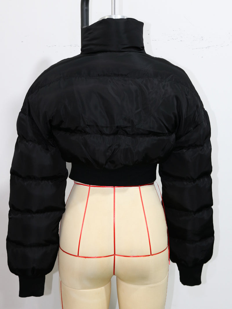 Black Short Down Cotton Jacket SH 391141
