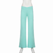 Solid Color Wide Leg Knits Pants GPKJ MR50455