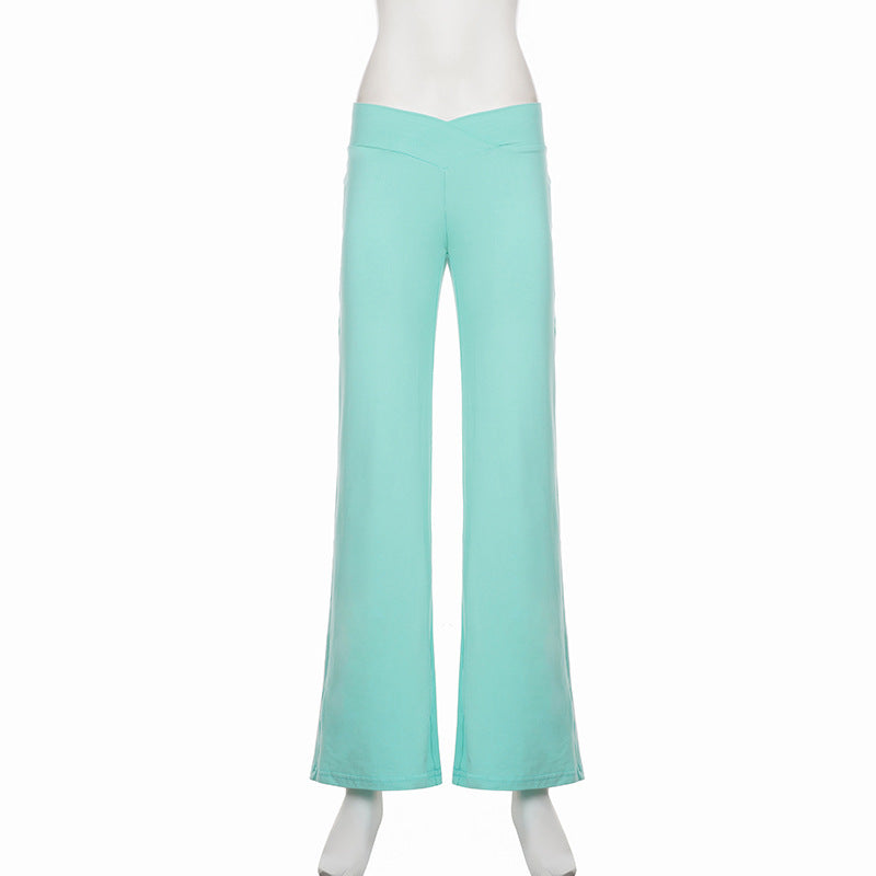 Solid Color Wide Leg Knits Pants GPKJ MR50455