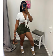Solid Pockets Casual Shorts GCNF 0187