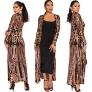 Plus Size Sequin Embroidered See Through Cardigan Coats GMMD 8088