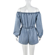 Sexy Off Shoulder Long Sleeve Denim Romper GNZD 9822