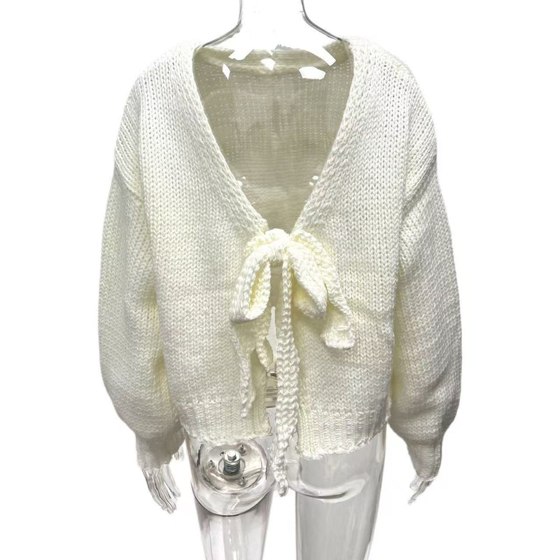Reversible Bow Tie Tie Cardigan Sweater Jacket GQNF Y00281CM