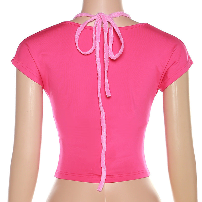 Tie Up Backless Hollow Out Tank Top GYME K23S28332
