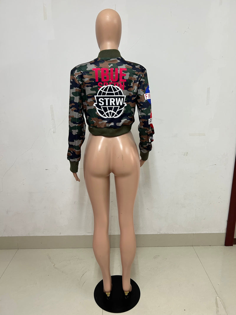 Camouflage Print Long Sleeve Jackets YNSF 2657