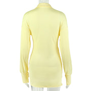 Long Sleeve Solid Color Mini Dress GJYO JD305566