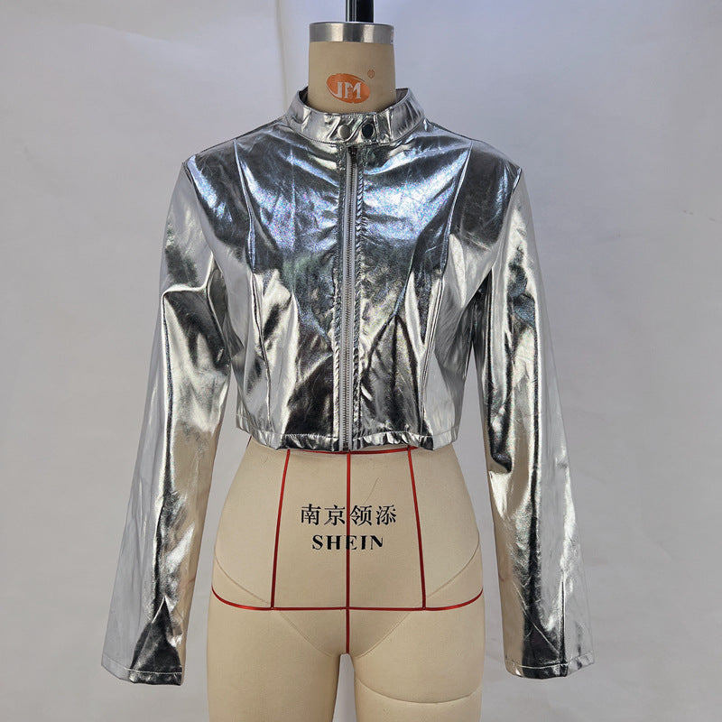 PU Leather Metallic Zipper Jacket GPBY 14622