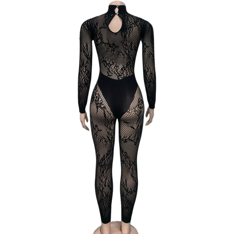 Lace Patchwork Sexy Hollow Out Jumpsuit GQNF F00231QL