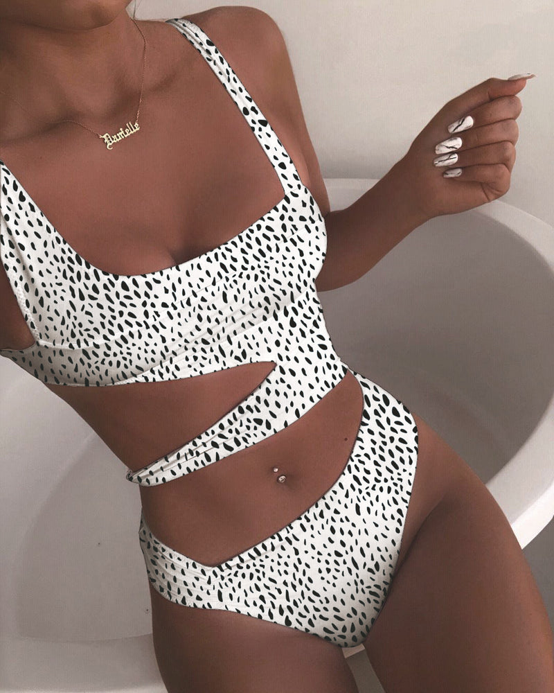 Sexy Hollow Out Bikini One Piece Swimsuit CASF 8971