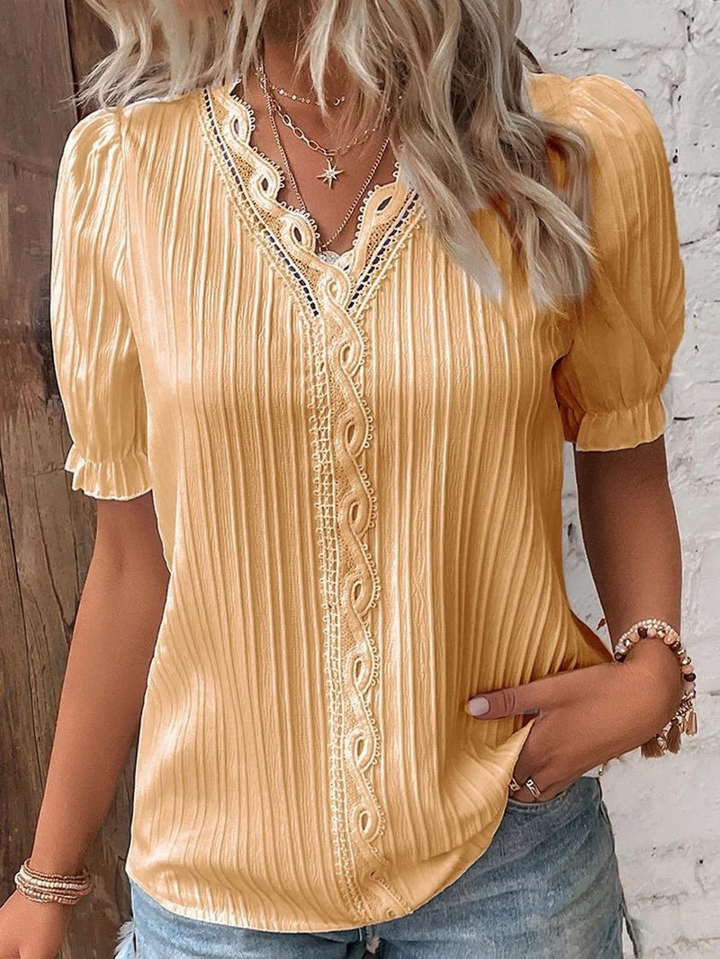 Plus Size Fashion Short Sleeve Blouses GSZE ST23053