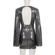 Fashion Sequin V Neck Split Mini Dress GPKJ MR50652