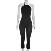 Halterneck Solid Color Backless Seventh Jumpsuit MXBF J26JP050