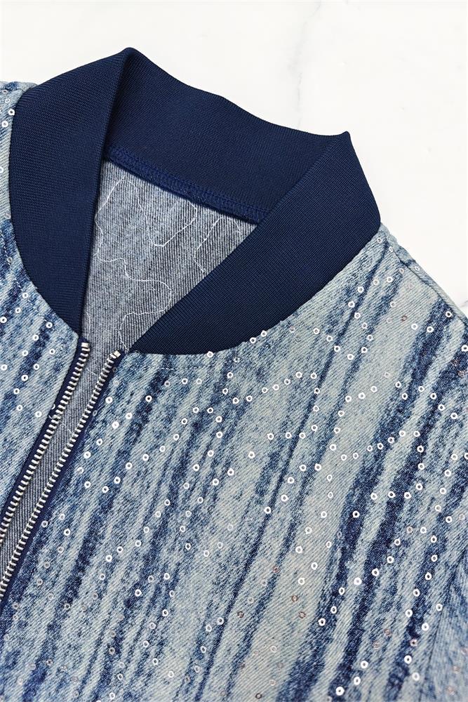 Casual Zipper Sequin Long Sleeve Jackets GYLY 10866
