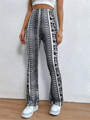 Plus Size Bohemian Slim Flared Printed Pants GWTC W0730