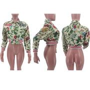 Plus Size Print Baseball Jacket Includes Lining TK 1496