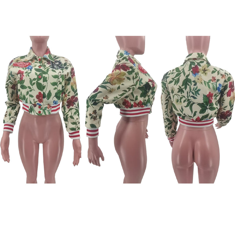 Plus Size Print Baseball Jacket Includes Lining TK 1496
