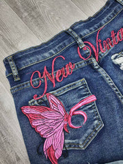 Embroidered Butterfly Heart Denim Shorts GQLF 6969