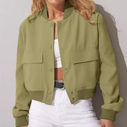 Plus Size Single Breasted Solid Color Long Sleeve Jacket GHHE 24594