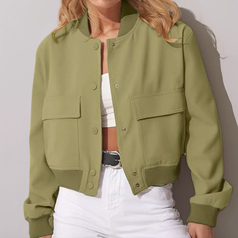 Plus Size Single Breasted Solid Color Long Sleeve Jacket GHHE 24594