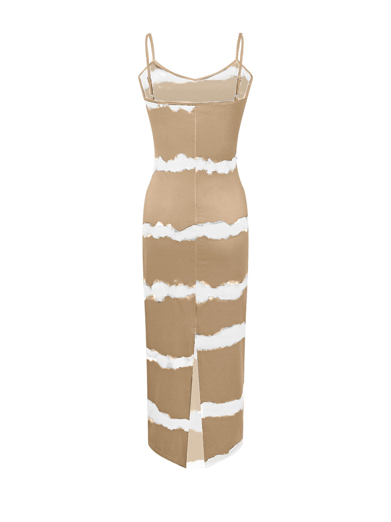 Stripe Print Sling Maxi Dress ZDF 33536