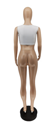 Sexy Lacepatchwork Sleeveless Cropped Tank Top WSYF 5835